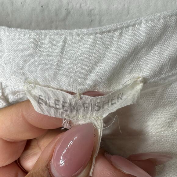 Eileen Fisher White Linen 3/4 Sleeve Button Back Blouse Women’s S - Picture 3 of 8